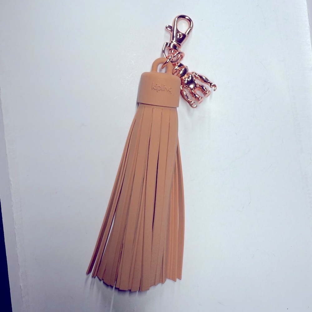 Kipling Rose Gold Tassel Keychain